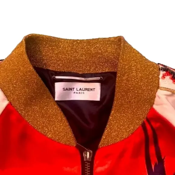 Saint LAURENT Runway Palm Tree Satin Bomber Jacket - Picture 3 of 13